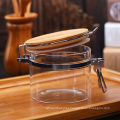 wholesale Glass Storage Jar With Buckle cheap wooden lid lockable candy glass jar